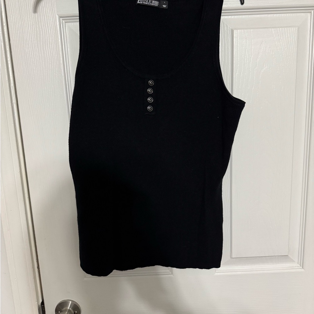 New York & Company Black Fitted Sleeveless Tank Top